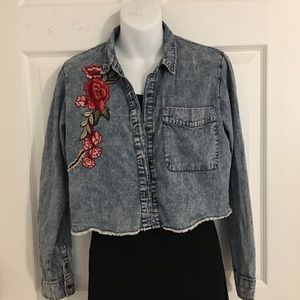 Forever 21 Denim Cropped Jacket - S